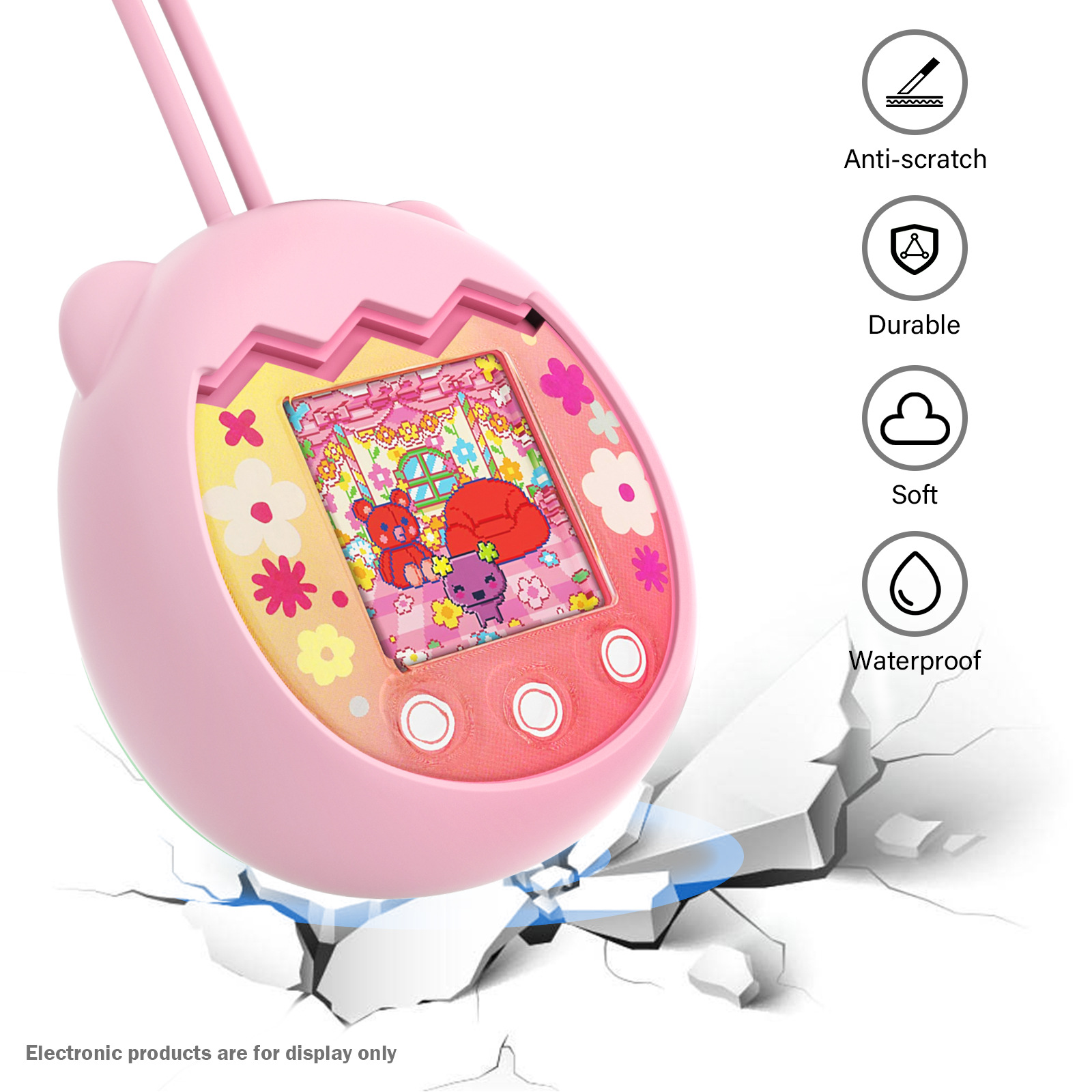 Tamagotchi Electronic Pet Virtual - タマゴッチピックス用シリコンケース、仮想電子ペット保護ケース、ゲーム機保護カバー。