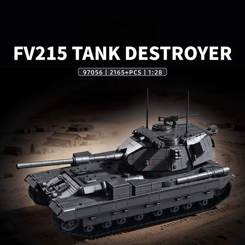 Lego Compatible Military Tank - 2165個入り FV215 戦車破壊車 ブロックセット 1:28スケール 軍用戦車モデル