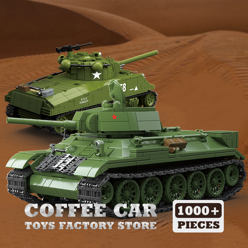 Lego Compatible Military Tank - M4A3 中型戦車ビルディングブロック T34/76 装甲車ブリックモデルクラシック軍事おもちゃ大人の誕生日プレゼント DIY ホームデコレーション