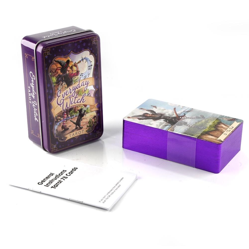Tarot Cards Deck With Guidebook - 金属製の箱に入ったタロット,毎日の魔女,PDFガイドブック,占いの運命カード,10.3x6cm