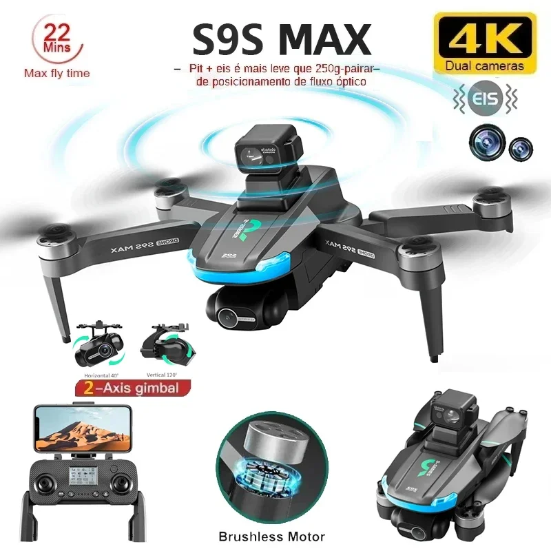 新しい S9S MAX ミニドローン 4K 2 軸 PTZ  - Fpv Brushless Rc Drone 4K のレビューと価格