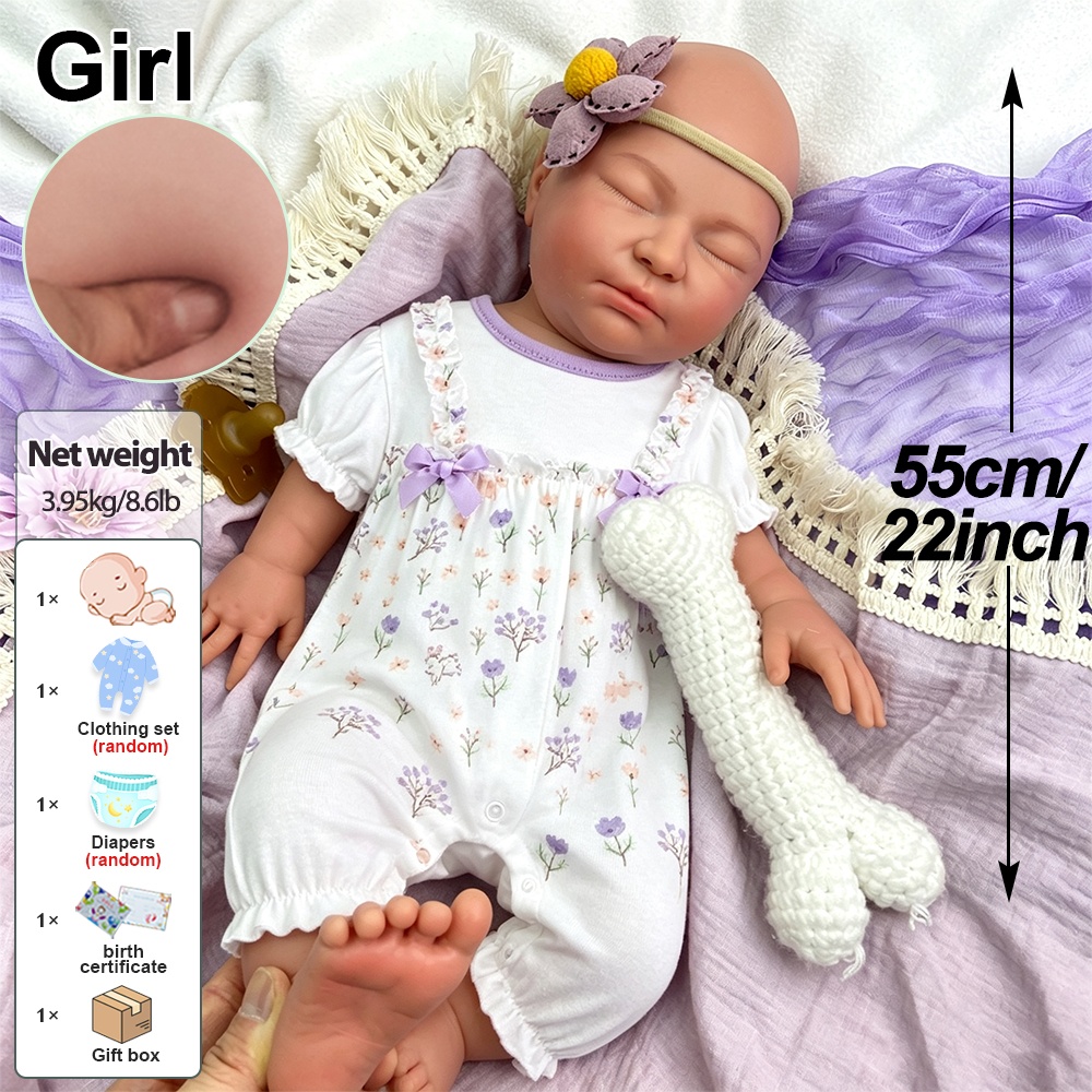 55cmヒーリングフルソフトシリコンリボーンドール、口が開く - Reborn Baby Doll Silicone Realistic のレビューと価格