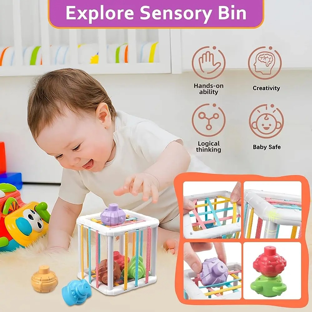 虹色のモンテッソーリ形状選別キューブ 赤ちゃん幼児用ブロック - Building Blocks のレビューと価格