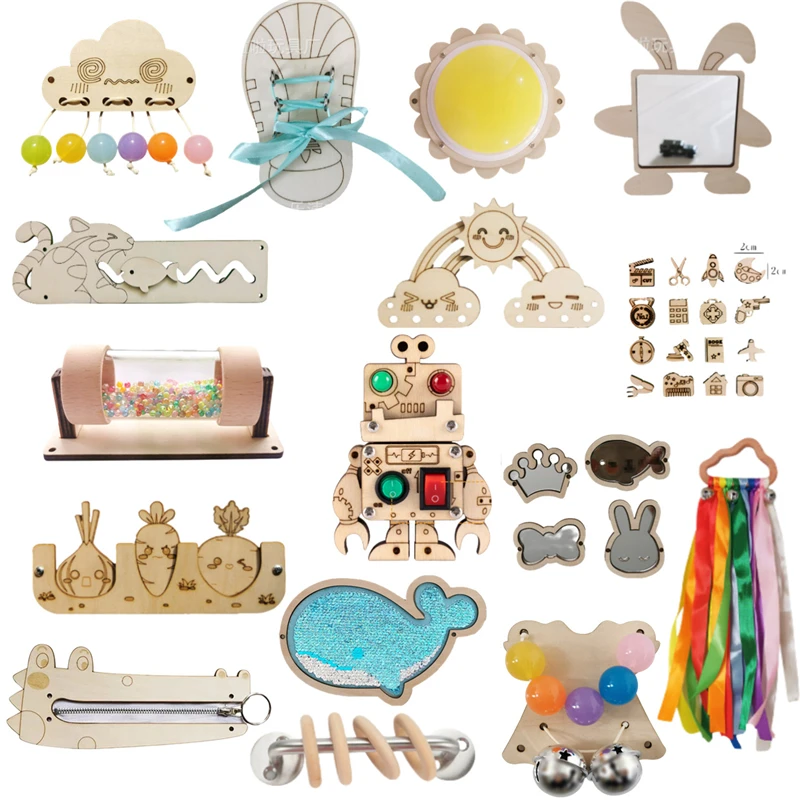子供のためのビジーボード,ディズニーウッドアクセサリー,トラ - Montessori Wooden Busy Board Toddler のレビューと価格