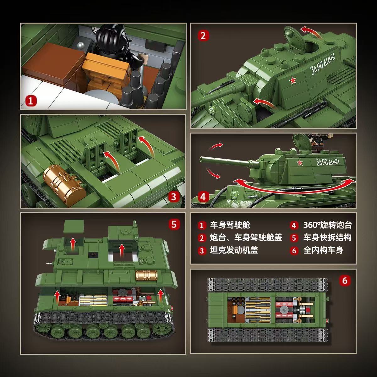 軍事、第二次世界大戦、ロシア製T-34 KV-1重戦車、組み - Lego Compatible Military Tank のレビューと価格